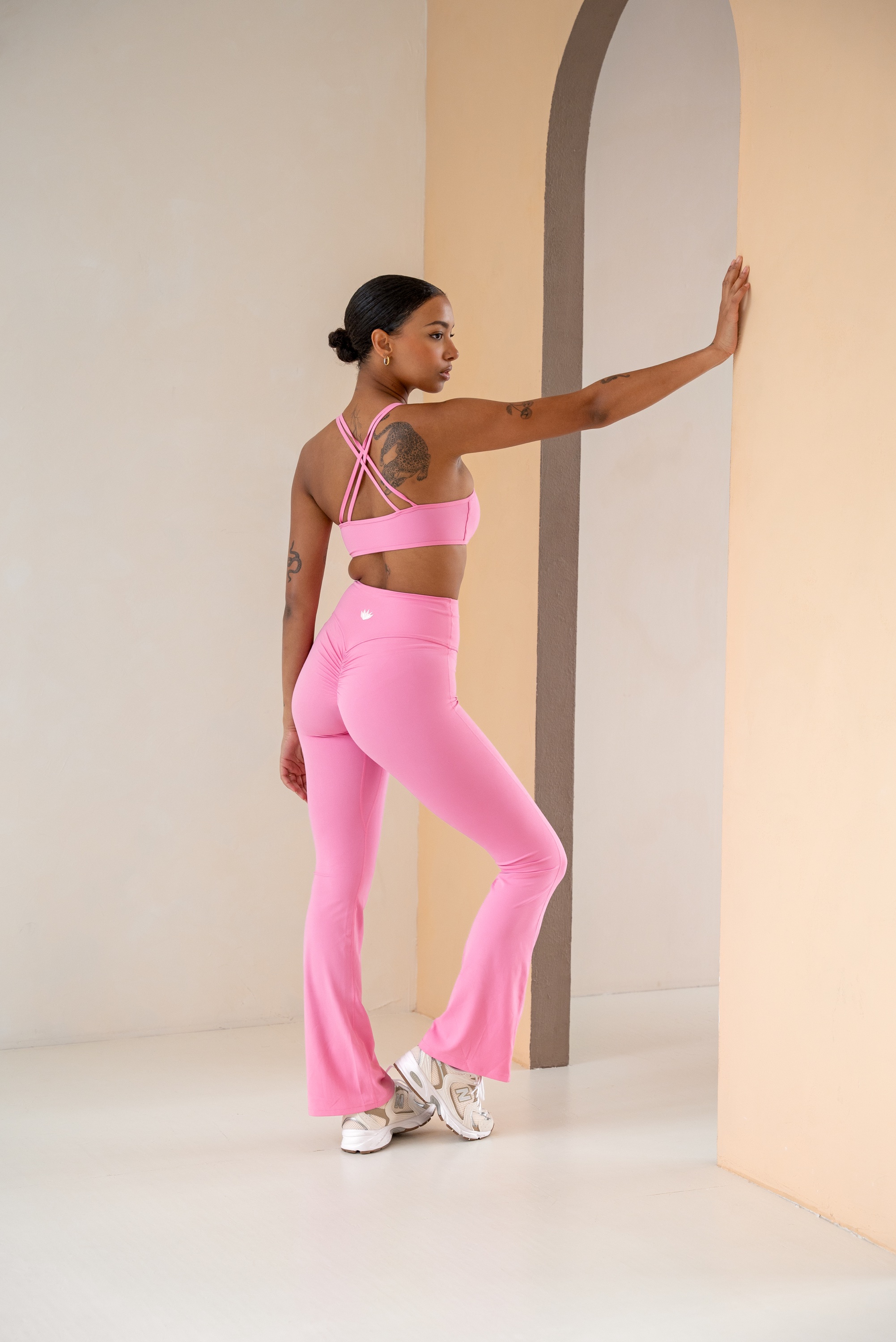 highwaist flared sportleggings pink