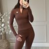 Half zip umber brown