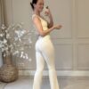 Flared sportlegging chiffon white