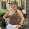 One shoulder top Dark Brown